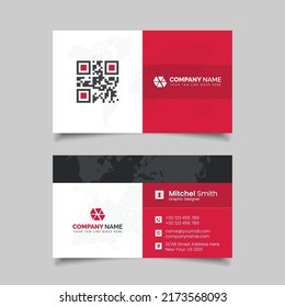Red modern creative business card and name card, horizontal simple clean template