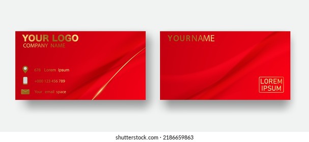 red modern creative business card and business card elegant landscape vector template design pattern in square size