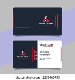 Red modern creative business card and name card horizontal simple clean template vector design