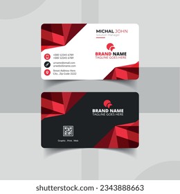 Red modern creative business card and name card, vertical simple clean template vector design