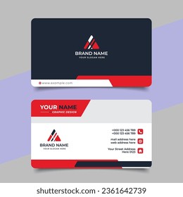 Red modern creative business card and name card horizontal simple clean template vector design