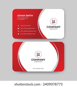 Red modern creative business card and name card, horizontal simple  clean corporate visiting card design template vector, layout in rectangle size.