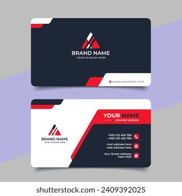 Red modern creative business card and name card horizontal simple clean template vector design