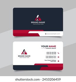 Red modern creative business card and name card horizontal simple clean template vector design