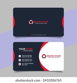 Red modern creative business card and name card horizontal simple clean template vector design