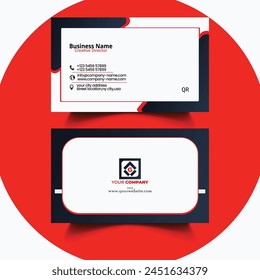 Red modern creative business card and name card, horizontal simple clean template vector design,  Business Card Design Template.