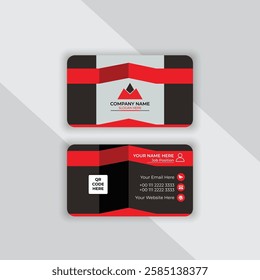 Red modern creative business card and name card horizontal simple clean template vector design.