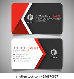 Red modern creative business card and name card,horizontal simple clean template vector design, layout in rectangle size.