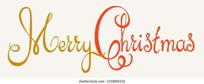 Red modern curl cursiv day script write title decor flat element paper backdrop. Line golden brush pen paint winter new year logo icon emblem stamp sketch in retro artist doodle print cartoon style