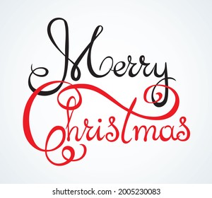 Red modern curl cursiv day script write title decor flat element paper backdrop. Line black ink brush pen paint winter new year logo icon emblem stamp sketch in retro artist doodle print cartoon style