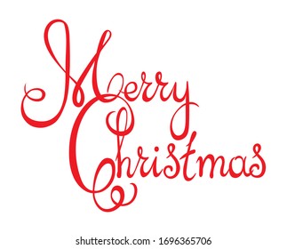 Red modern curl cursive day script write title decor flat element paper backdrop. Line round brush pen paint winter new year logo icon emblem stamp sketch in retro artist doodle print cartoon style