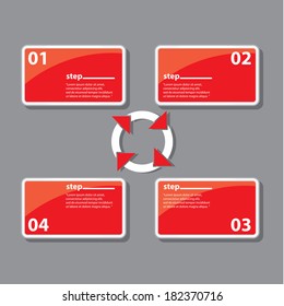red Modern Design glossy banners template / can be used for infographics / numbered banners / horizontal cutout lines / graphic or website layout vector