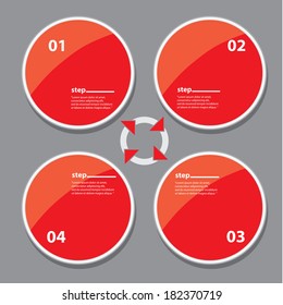 red Modern Design glossy banners template / can be used for infographics / numbered banners / horizontal cutout lines / graphic or website layout vector
