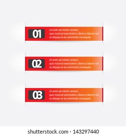 Red modern Design template / can be used for infographics / numbered banners / horizontal cutout lines / graphic or website layout vector