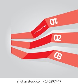 Red modern Design template / can be used for infographics / numbered banners / horizontal cutout lines / graphic or website layout vector