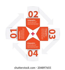 red modern Design template / can be used for infographics / numbered banners / horizontal cutout lines / graphic or website layout vector
