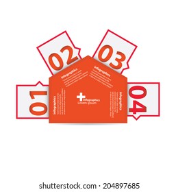 red modern Design template / can be used for infographics / numbered banners / horizontal cutout lines / graphic or website layout vector