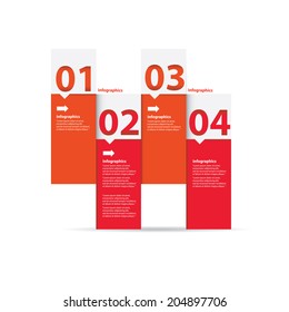 red modern Design template / can be used for infographics / numbered banners / horizontal cutout lines / graphic or website layout vector