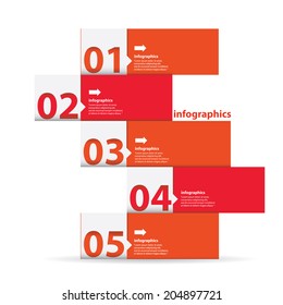 red modern Design template / can be used for infographics / numbered banners / horizontal cutout lines / graphic or website layout vector