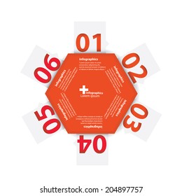 red modern Design template / can be used for infographics / numbered banners / horizontal cutout lines / graphic or website layout vector