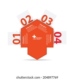 red modern Design template / can be used for infographics / numbered banners / horizontal cutout lines / graphic or website layout vector