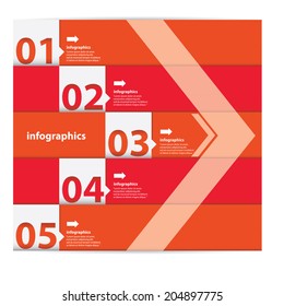 red modern Design template / can be used for infographics / numbered banners / horizontal cutout lines / graphic or website layout vector