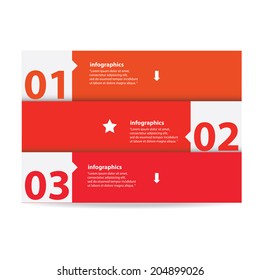 red modern Design template / can be used for infographics / numbered banners / horizontal cutout lines / graphic or website layout vector