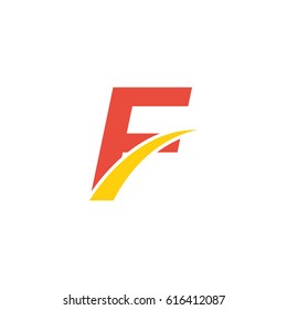 red modern f initial letter typography design logotype with yellow ornament for brand and company identity. 
