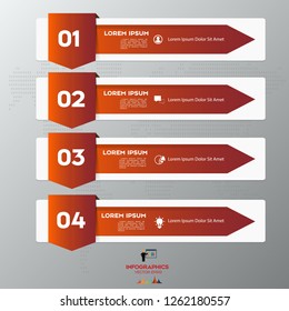 Red Modern infographic arrows. Vector design template of 4 options, steps, parts.