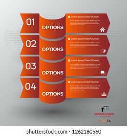 Red Modern infographic arrows. Vector design template of 4 options, steps, parts.