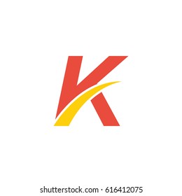 red modern k initial letter typography design logotype with yellow ornament for brand and company identity. 