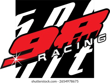 red modern number 98 vector, racing icon, black background variation.