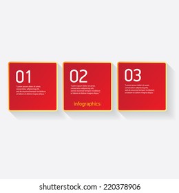 red modern paper banners set / can be used for infographics / numbered banners / horizontal cutout lines / graphic or website layout vector