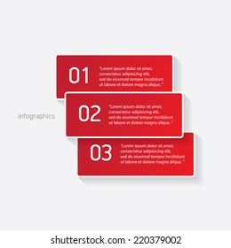 red modern paper banners set / can be used for infographics / numbered banners / horizontal cutout lines / graphic or website layout vector