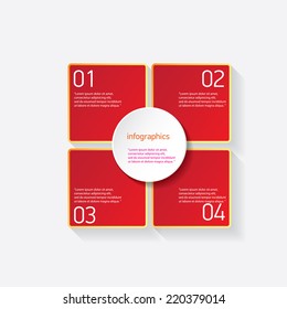red modern paper banners set / can be used for infographics / numbered banners / horizontal cutout lines / graphic or website layout vector