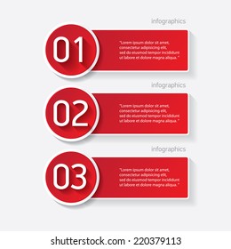 red modern paper banners set / can be used for infographics / numbered banners / horizontal cutout lines / graphic or website layout vector
