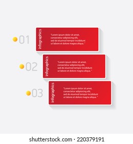 red modern paper banners set / can be used for infographics / numbered banners / horizontal cutout lines / graphic or website layout vector