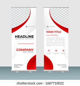 Red Modern Roll Up Banner Vector Design