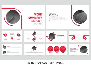 Red modern round business company slide presentation template