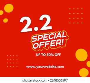 Red Modern Special Offer 2.2 Social Media Post Design Concept Background