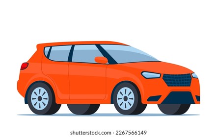 Red modern Suv car, side view. Vector illustration