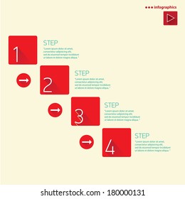 red Modern trendy  Design template / can be used for infographics / numbered banners / graphic or website layout vector