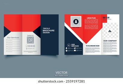 Red modern trifold business brochure template