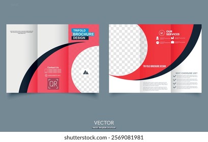 Red Modern trifold template for advertising concept brochure