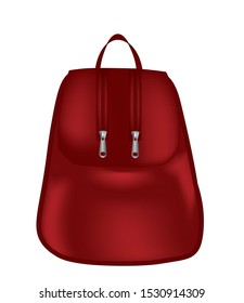 Red modern woman backpack, vector