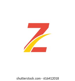 red modern z initial letter typography design logotype with yellow ornament for brand and company identity. 