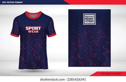 red molecular background with modern style Sports jersey and t-shirt template sports jersey design. Sports design for football, racing, gaming jersey. Vector.