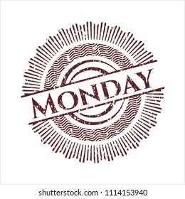 Red Monday rubber stamp with grunge texture
