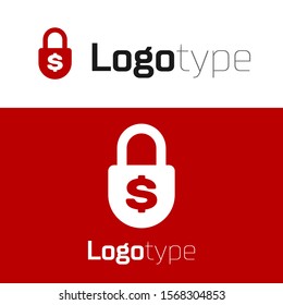 Red Money lock icon isolated on white background. Padlock and dollar symbol. Finance, security, safety, protection, privacy concept. Logo design template element. Vector Illustration