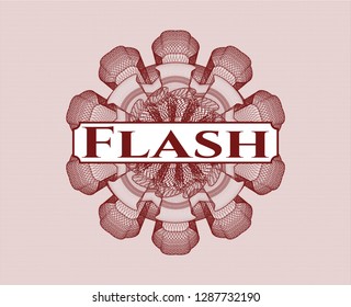 Red money style emblem or rosette with text Flash inside